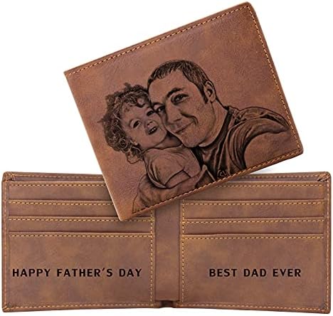 אמליון Personalized Wallets for Men,Custom Engraved Mens Photo Picture Wallet for Father,Husband,Son Boyfriend Gifts